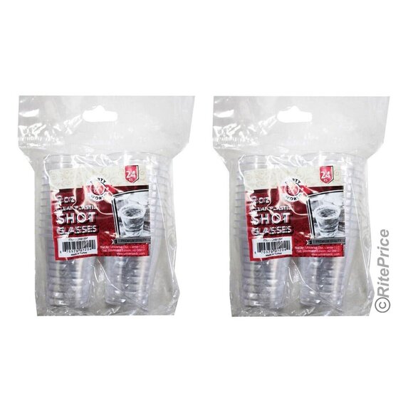 48 PCS Clear Shot Glasses 2oz Plastic Disposable Cups Wine Party Catering Bar - Picture 2 of 10